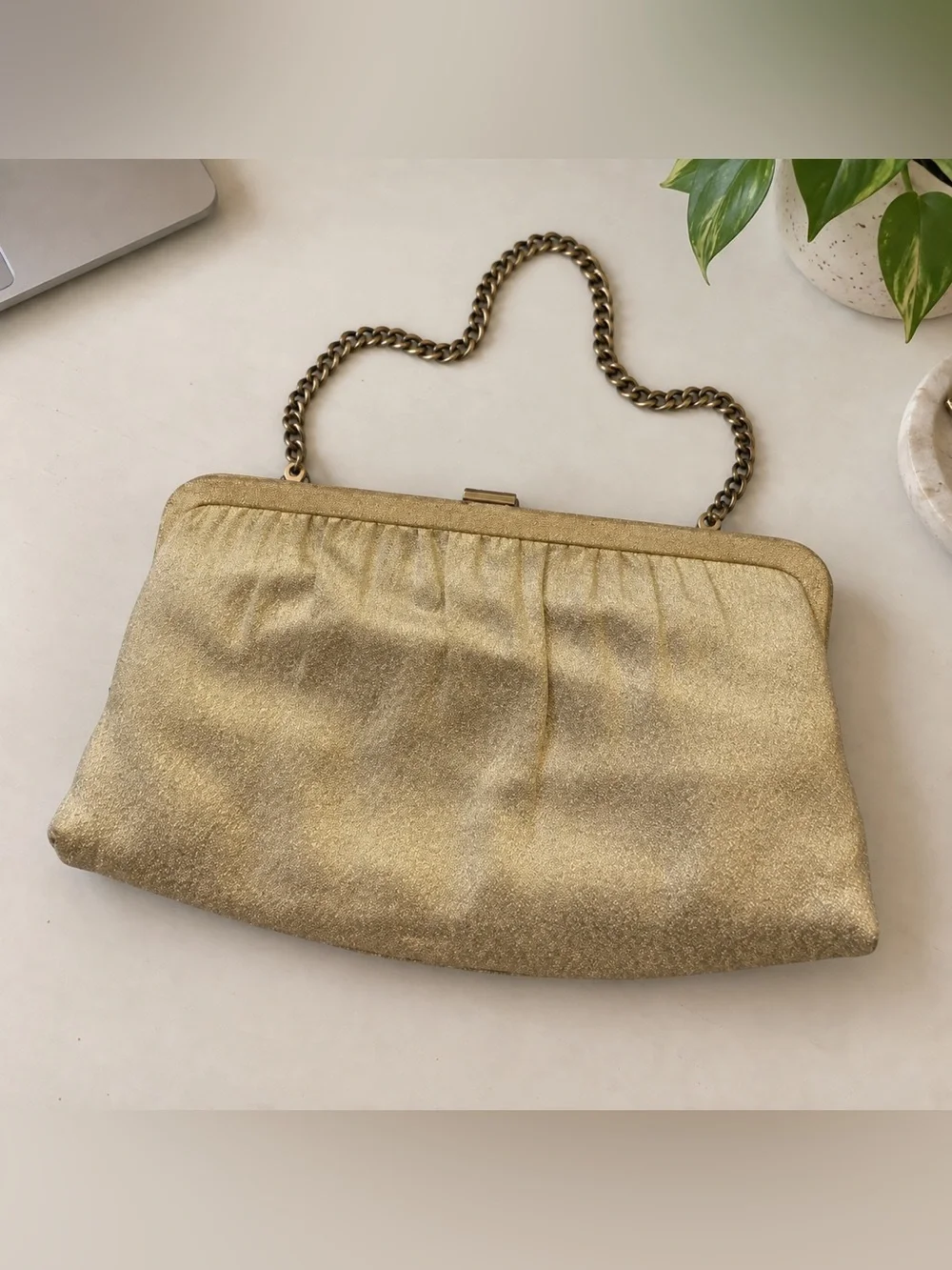 Vintage Andé Gold Evening Bag Jeweled Clasp